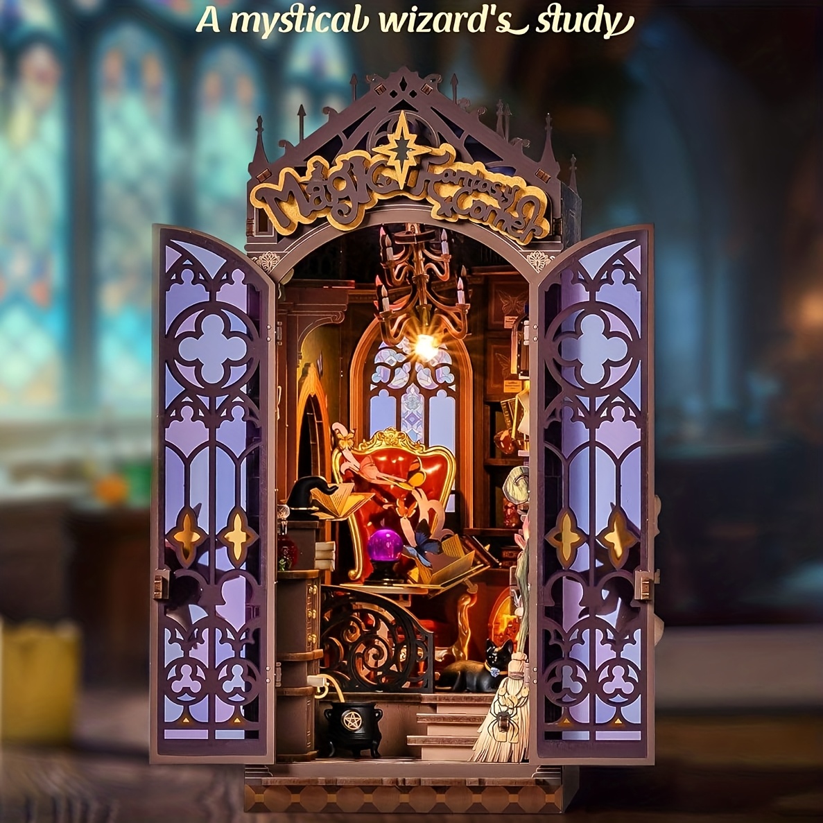 3d wooden puzzle book nook kit magic wizard library - Temu