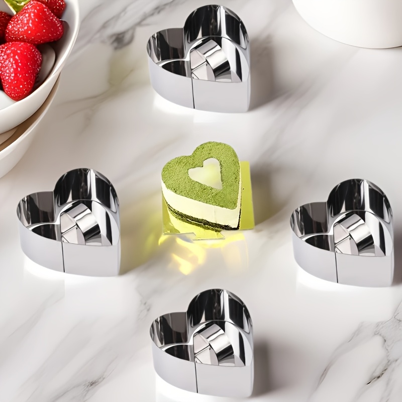 

4pcs Stainless Shaped Mousse Ring Mold Set, Diy Baking Tools For , Mousse, Tiramisu, Pastries, And Kitchen Accessories, With Pusher For