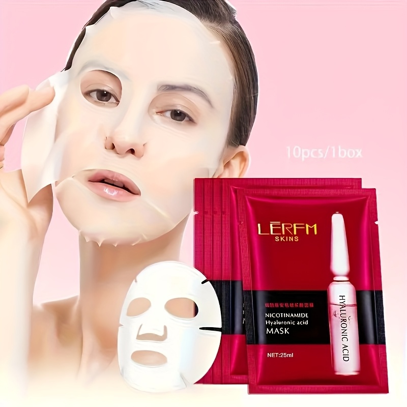 10pcs   Masks with 99%   Niacin s for Brightening, Deep Hydration & Nutrition to Soften Light Beige, Suitable for Dullness and Enlarged Pores - Travel Facial Care, Skincare Routine, Sheet Mask, Skincare Essential,   Ingredients, Hydrating Sheet Mask, Brightening Skincare, Dry Light Beige Solution, All Light Beige Types