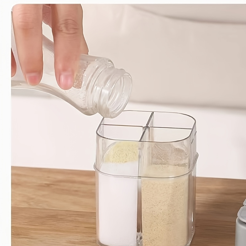 4 in 1 multi compartment spice jar with lid durable plastic kitchen organizer for spices herbs condiments   for countertop or cabinet storage spice jars Product details 5