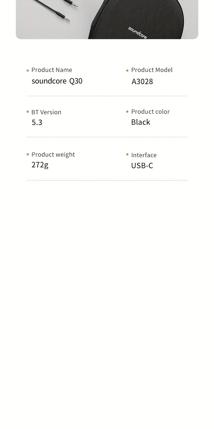Soundcore Life Q30 by Anker Active Noise-canceling Wireless Headphones, 70 Hours Playback Time, Comfortable to Wear, Multi-point Connection, High-resolution Sound Quality, Built-in Microphone, Suitable for Running, Office, and Studying