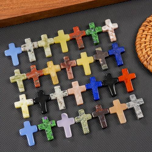 30 60 90pcs cross natural crystal gemstones cross shaped stones assorted cross charm palm pocket quartz gift easter decor jewelry