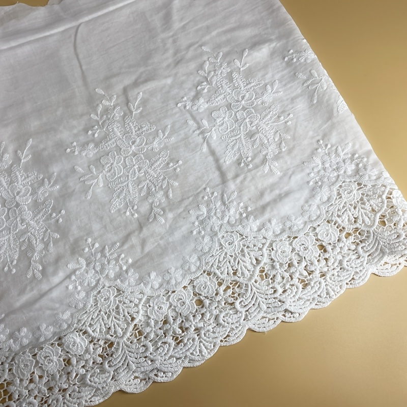 Image of White Embroidered Lace Trim, 1 Yard - 36cm Wide Floral Lace Ribbon, Suitable For Diy Wedding Dresses, Bridal Gowns, Collars, Sleeves, And Craft Sewing Decorations