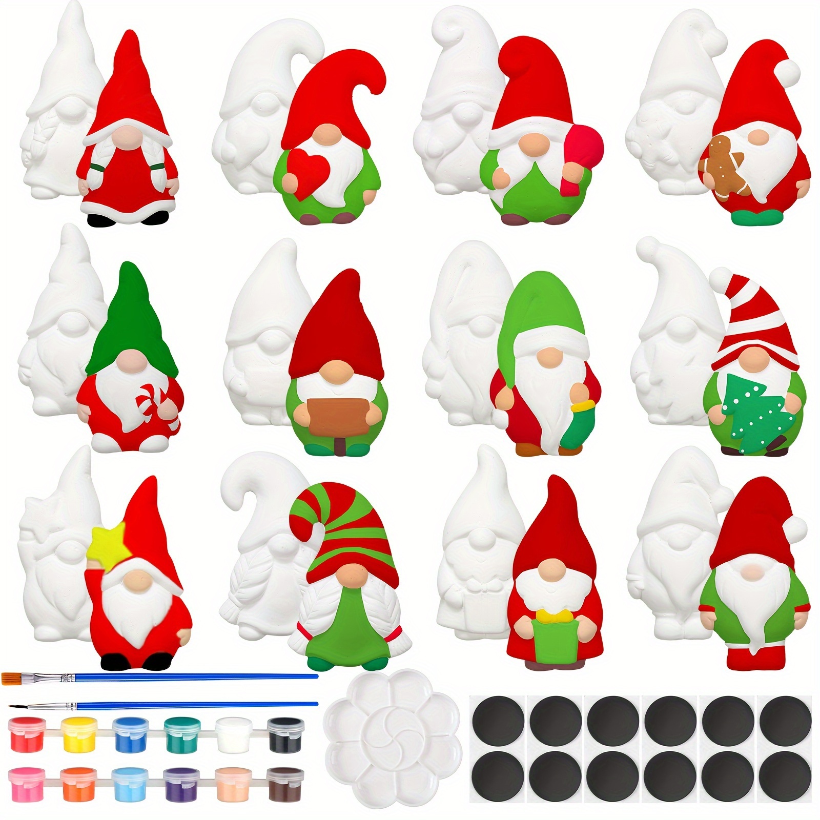 

Diy Christmas Painting Kit - 12 Brushes & , Unpainted Figurines For And Adults