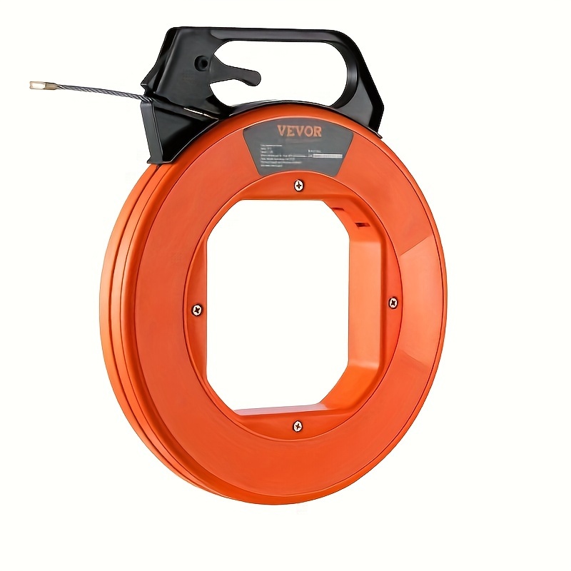 

1 Fish Tape Measure - 125ft, 3/16in, Pet Wire Puller With Ergonomic Handle & Housing - , Flexible Cable Fishing Tool For Walls & Electrical , Non-conductive, Orange