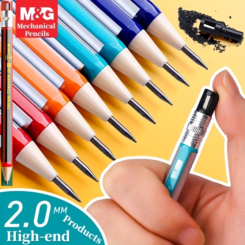 Image of 2.0mm Black Mechanical Pencil Set (includes Lead) 2b Automatic Pencil For Students, Suitable For Art Sketching, Writing, And Office Use, Push-button Design Less Prone To Breakage