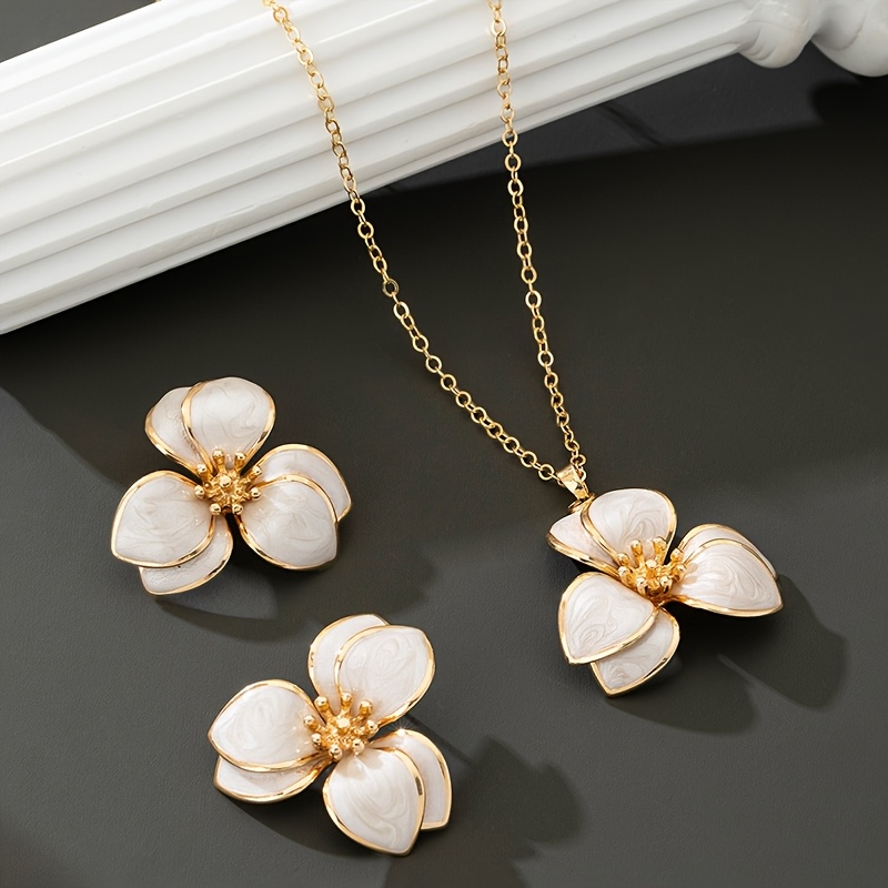 TEMU 1 Set Elegante de Flores Esmeriladas, Ideal para Salidas y Vacaciones con Joyería