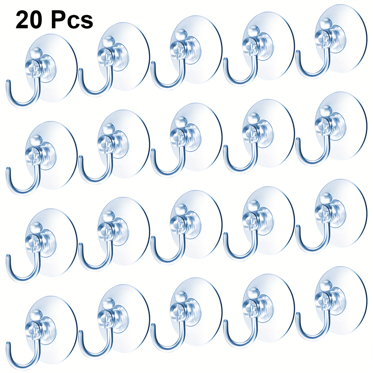 

20pcs Suction Cup Hooks, Clear Plastic Sucker Pads Hook For Window Glass Shower Bathroom Kitchen Wall, Festivals Parties Carnival Decoration Auxiliary Hook