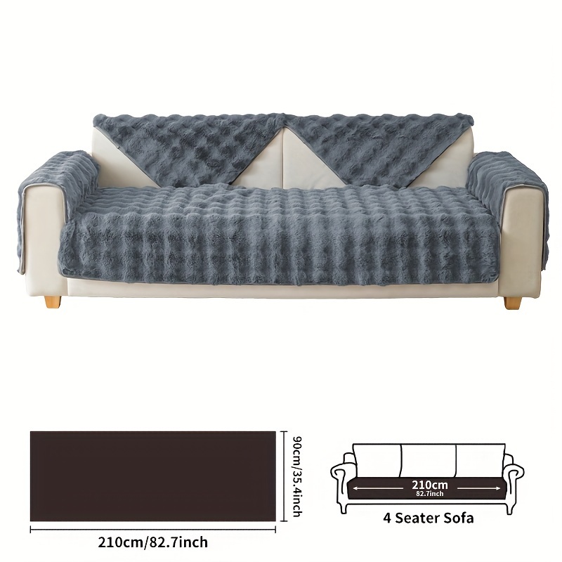 Image of 1pc Winter Thickened Plush Sofa Cover, Faux Rabbit Sofa Cover, Fluffy Anti-slip Sofa Cover Bedroom Office Living Room Furniture Decor