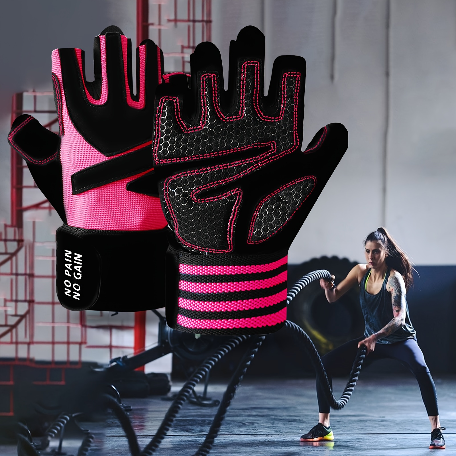 

Gym Workout Gloves, Weight Lifting Gloves, Wrist Support Fitness Gloves For Powerlifting, Exercise, Fitness, Strength Training, Bike Riding And Pull Up