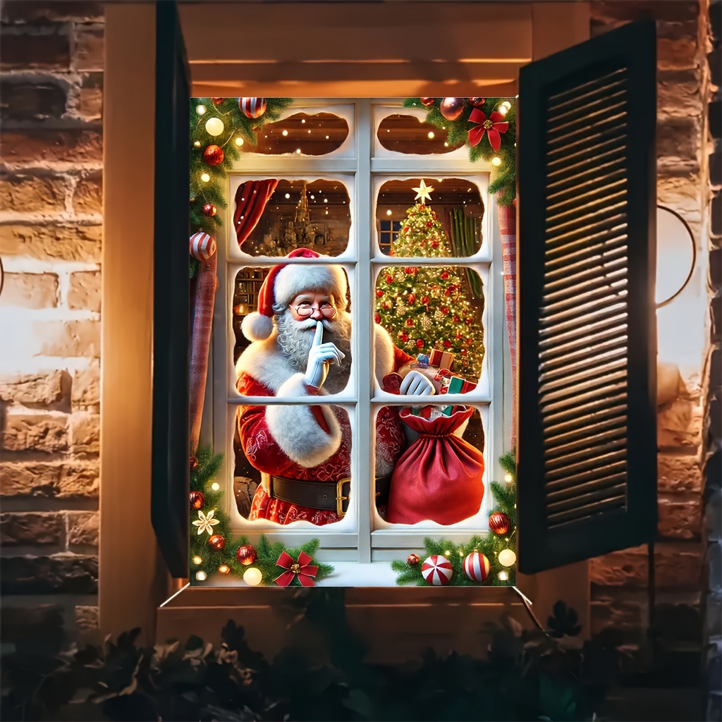 

1pc, Polyester, Santa Claus Window Door Banner, 31.5" X 47.3" Polyester Interior, Suitable For Indoor/outdoor, Durable And Washable