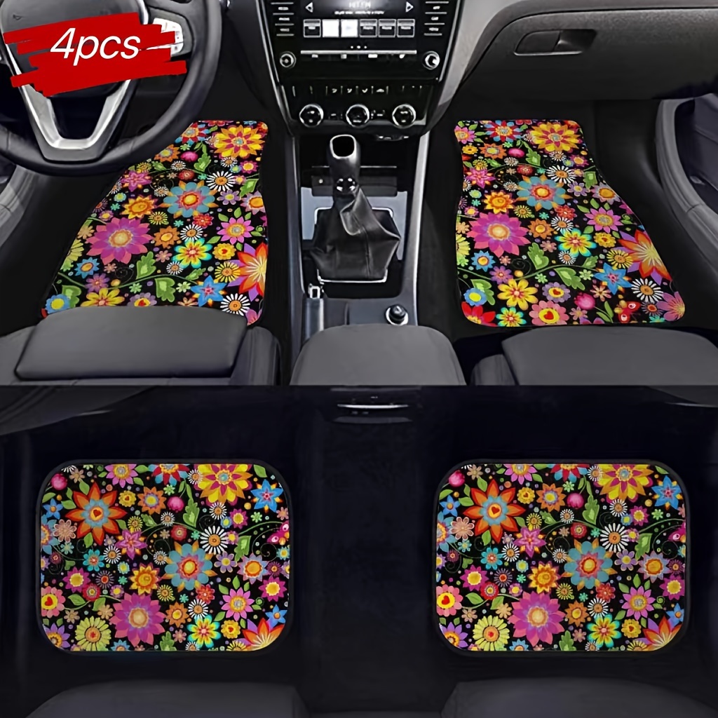 

4pcs Flower Pattern Car Anti-slip Mats, Suitable For Cars, Suvs, Sedans, Car Floor Mats, Car Interior Accessories