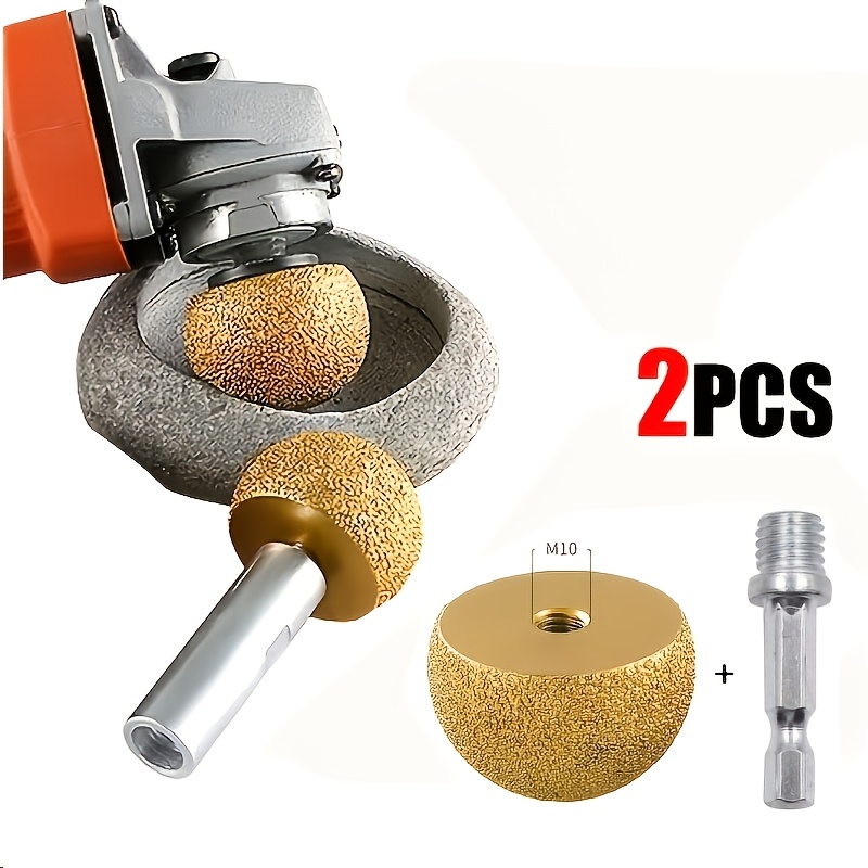 TEMU Ensemble de 2 têtes de polissage à diamant brasé de de 30 mm avec tige d'extension de 80 mm et filetage M10 pour polir intérieur de , de marbre