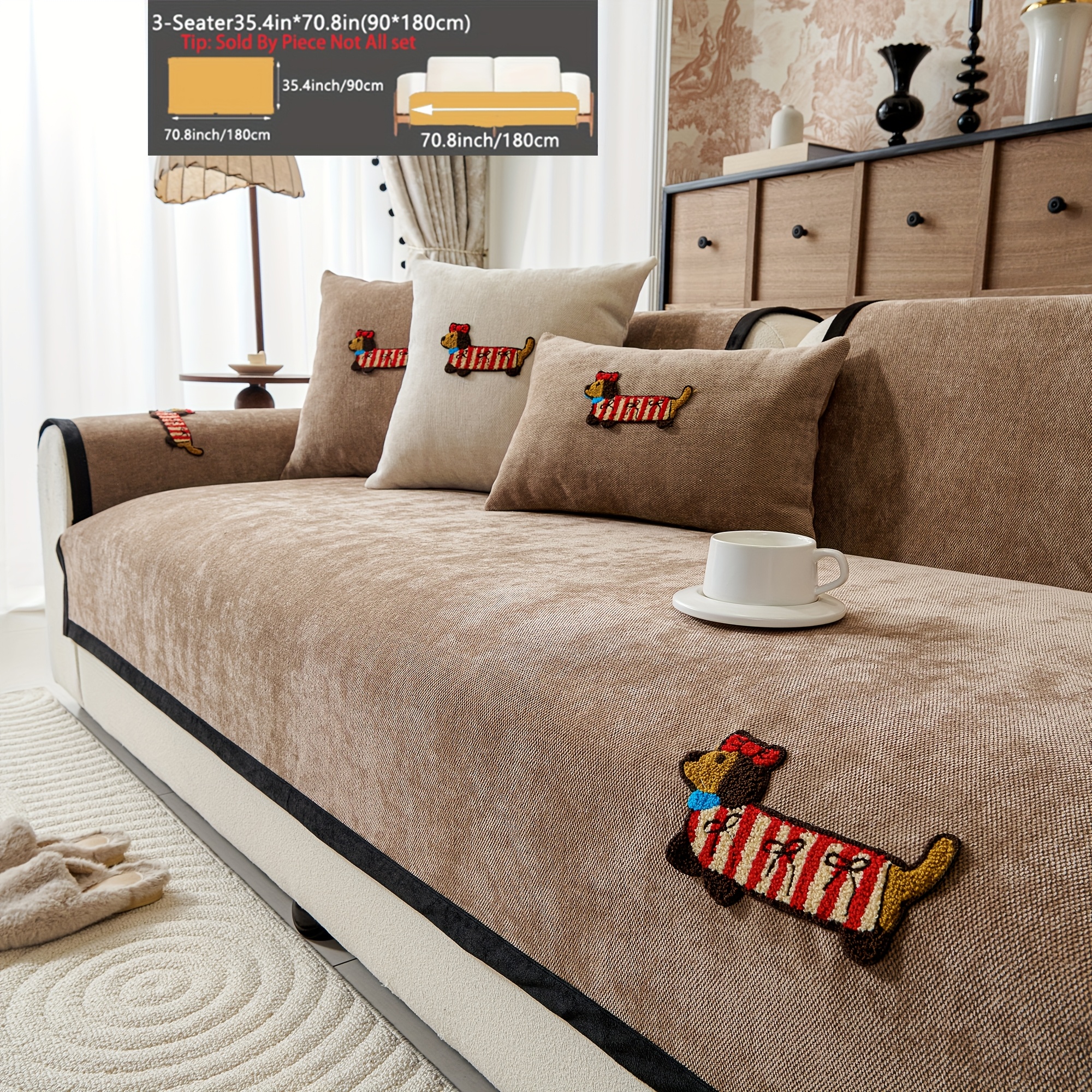 TEMU [Cane Salsiccia] 1 pz per Snow con Motivo Quattro , Antiscivolo, per Decorazione da Letto Soggiorno, Adatta per a 1-4 , Lavabile in Lavatrice