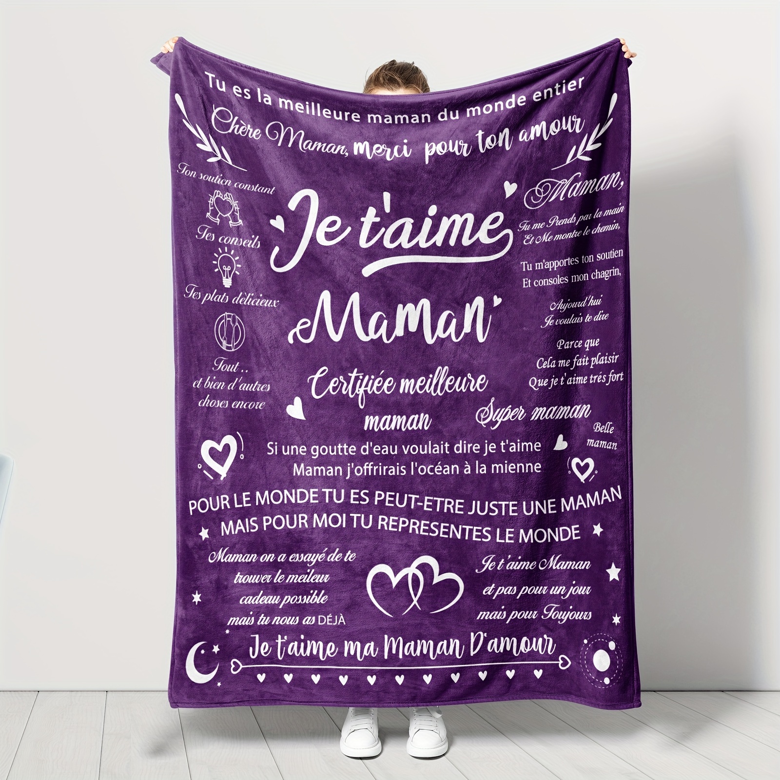 1pc purple gifts blanket for mom christmas mothers day valentines day birthday gifts from daughters   to mom special gifts for mom pregnancy expecting   gifts blanket nap blanket flannel blanket details 0