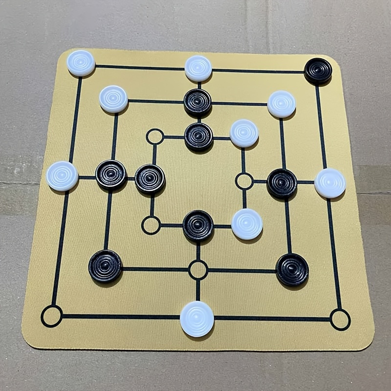 Portable Rubber 9-person Game Board Set - Traditional Strategy Game Mouse Pad Version For Parties And Outdoor Activities, Non-electric, Suitable 14+