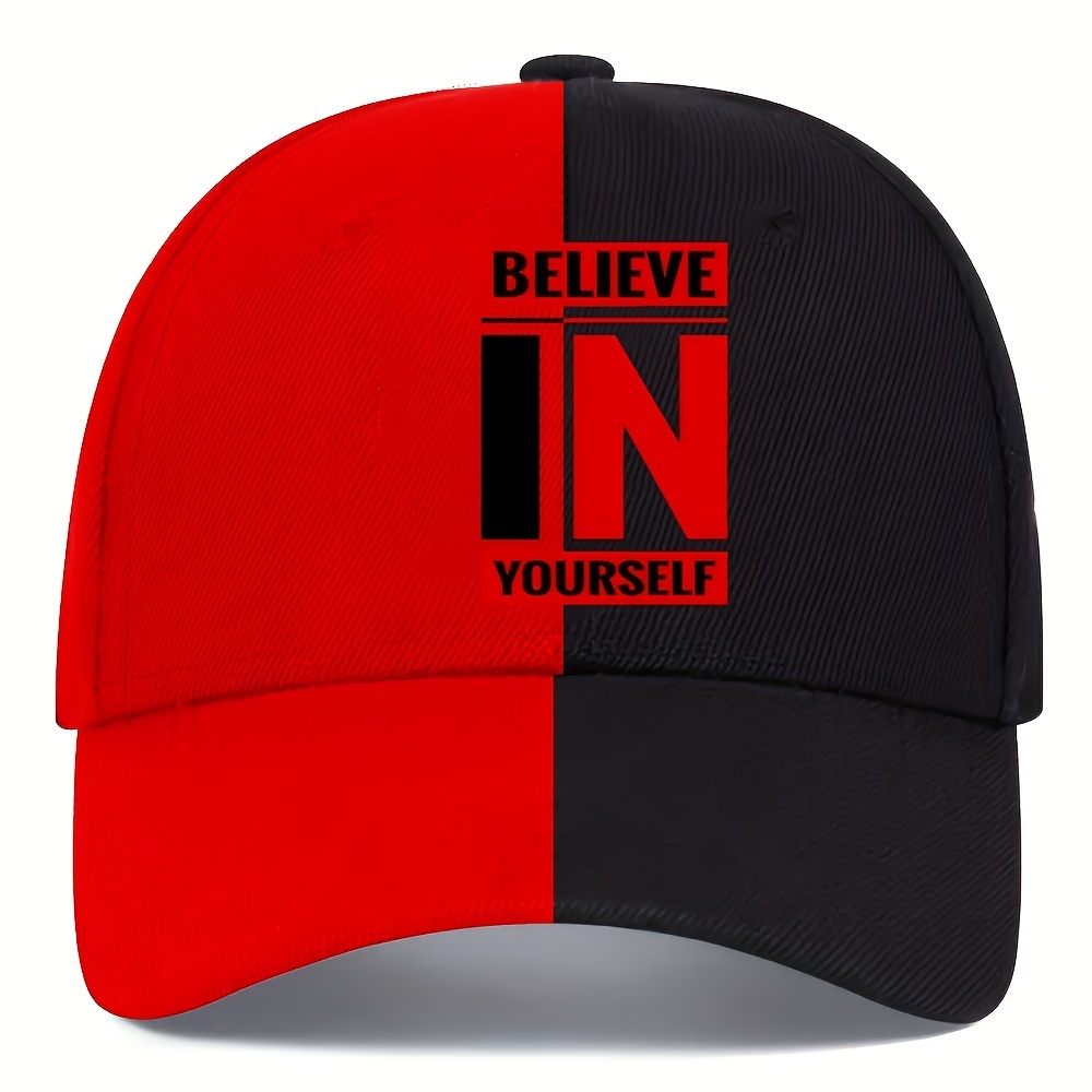 

1pc "believe In Yourself" Motivational Cotton Baseball Cap, Adjustable Unisex Street Sun Hat, For Men Women