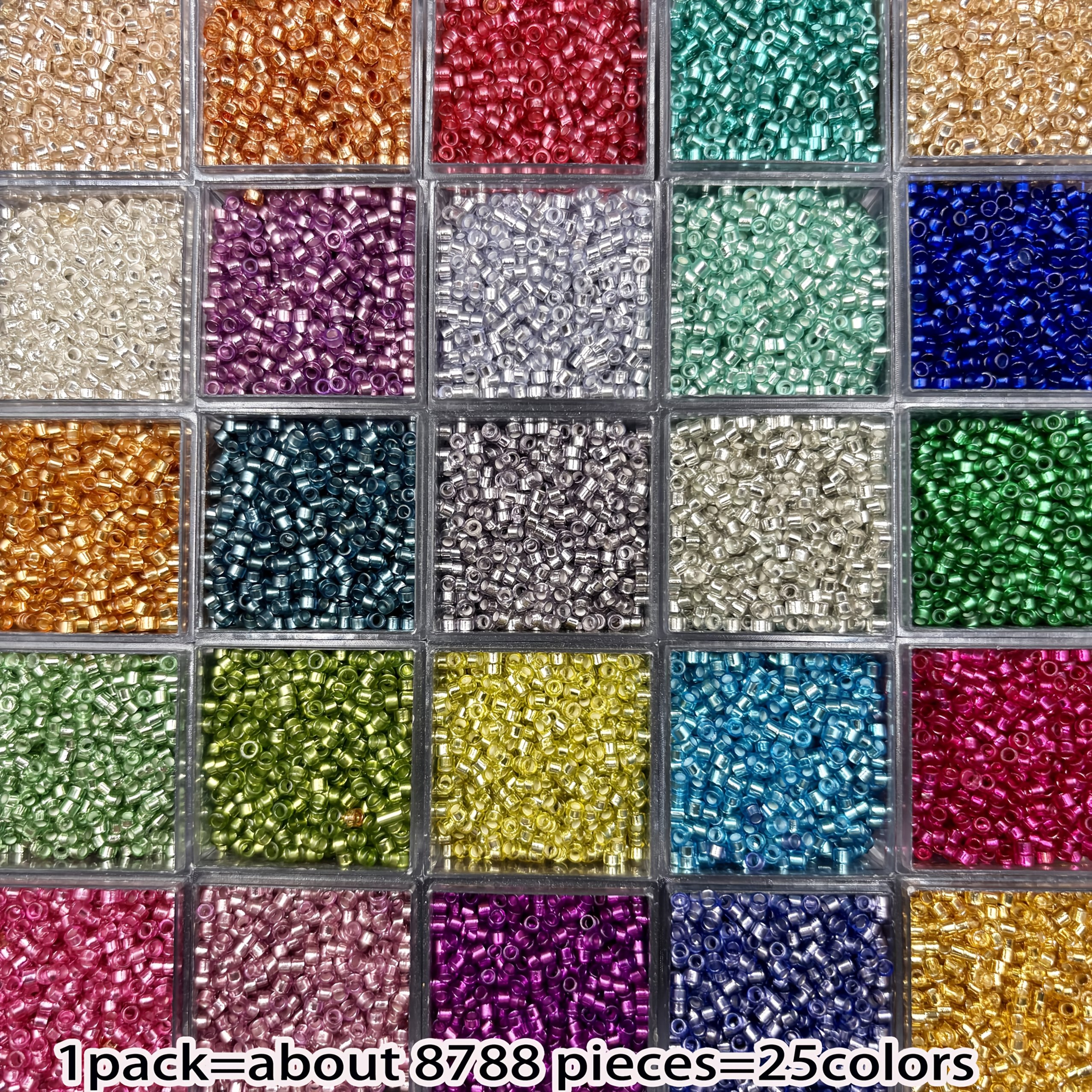 E-shop 8788 Stück, 25 Farben, 2,5 mm hochwertige, silber gefüllte Glas-Dekorations-Reisperlen, Mini-Retro-Perlen, geeignet für handgemachte Armbänder,