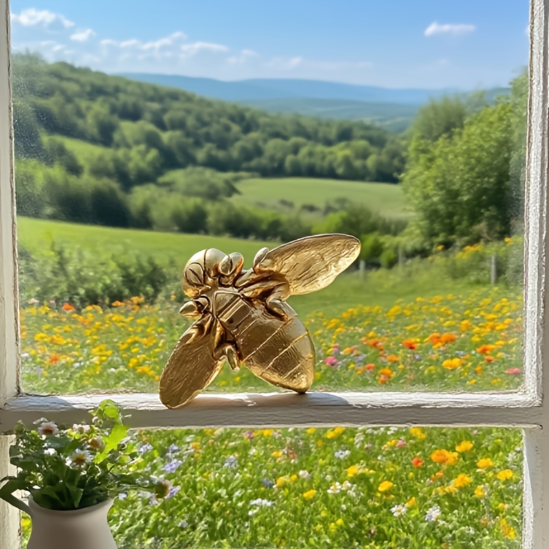 E-shop Handgefertigte goldene Bienen-Wandskulptur aus Polymerharz, klassischer Stil - Ein einzigartiges Design für die Dekoration von Zuhause und