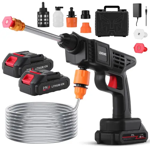 cordless high pressure car washer gun portable rechargeable electric cleaning tool with 435psi water gun foam cannon 2 batteries 15000mah battery for effortless car floor washing exterior cleaning and home garden watering