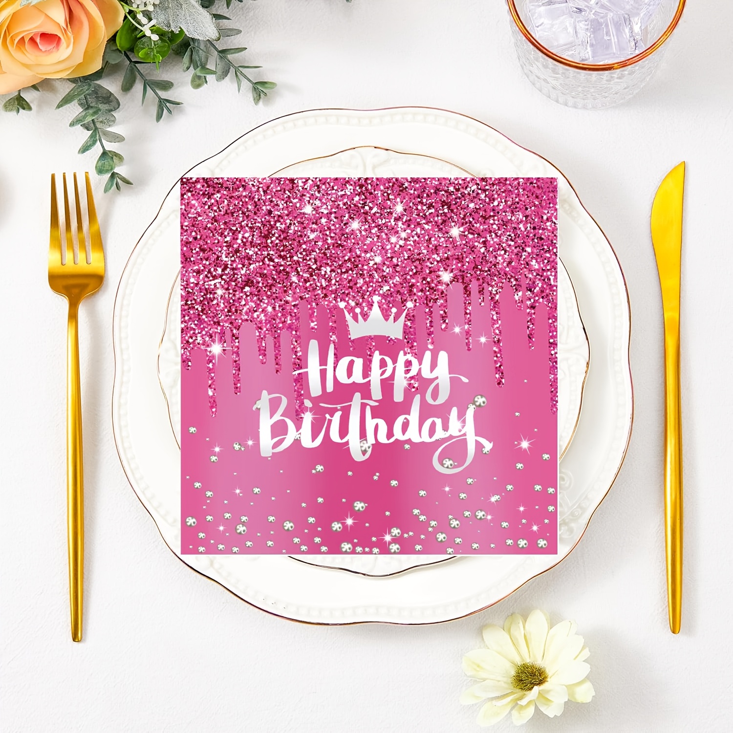 Image of 20/40 Sheets Blush Pink Napkins With Pink Diamond Pattern - Elegant Dinner Napkins Suitable For Women's, Wedding, Anniversary, Baby Shower - Pack (20 Sheets)