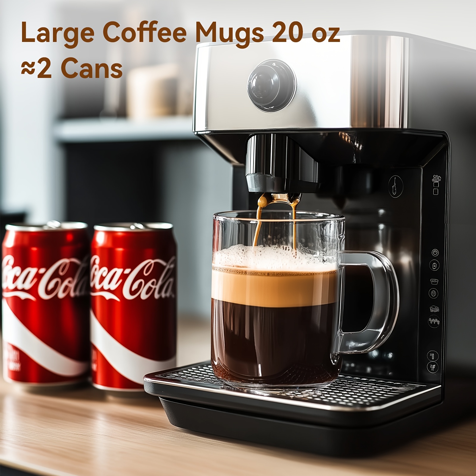 large glass coffee mug with lids 20oz coffee mugs clear coffee cups with walnut wood lids glass mugs with handles oversized coffee mug set of 2 with 2 spoons suitable for tea milk juice and coffee Product details 2