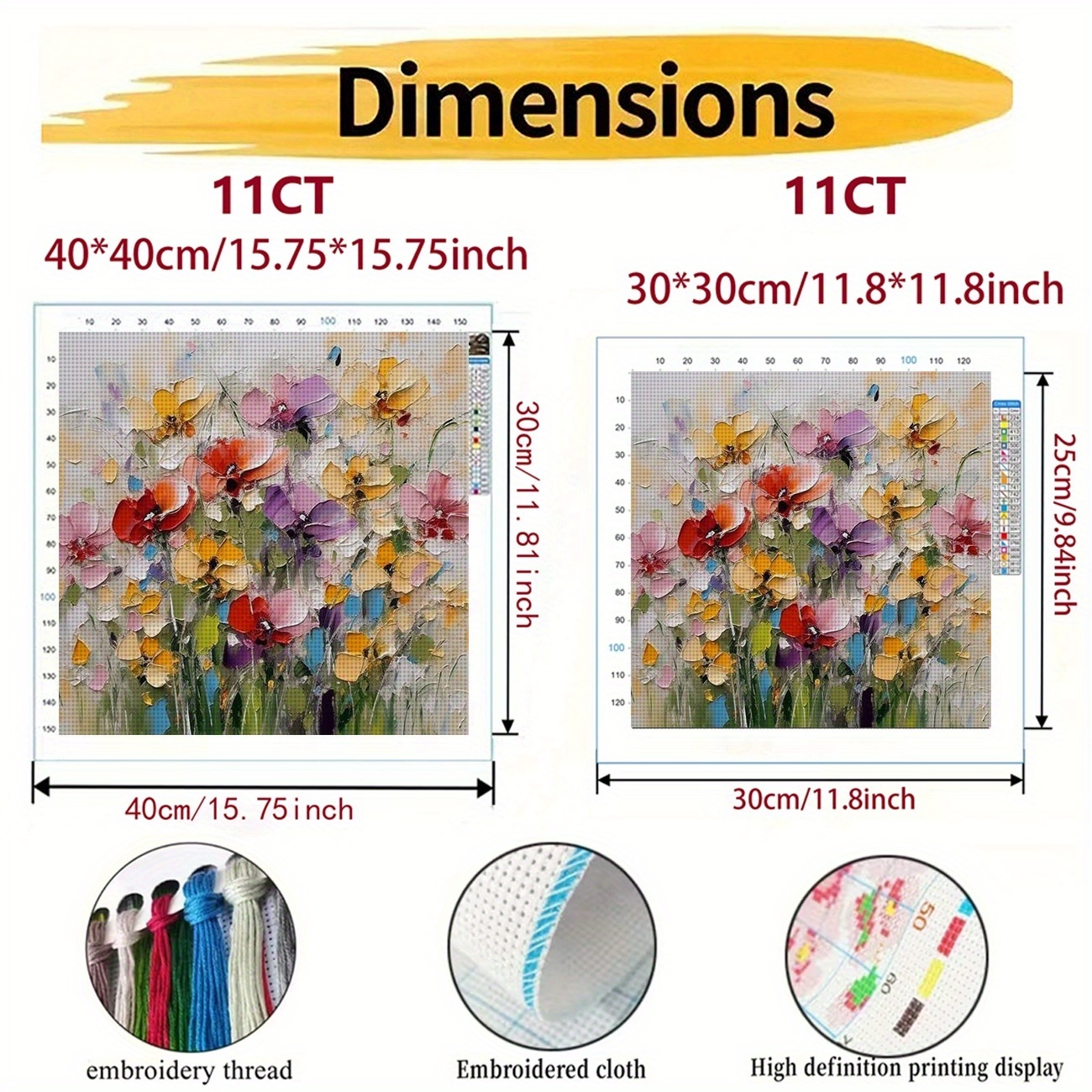 Floral Oil Painting Design Cross-Stitch Kit, Perfect for Beginners