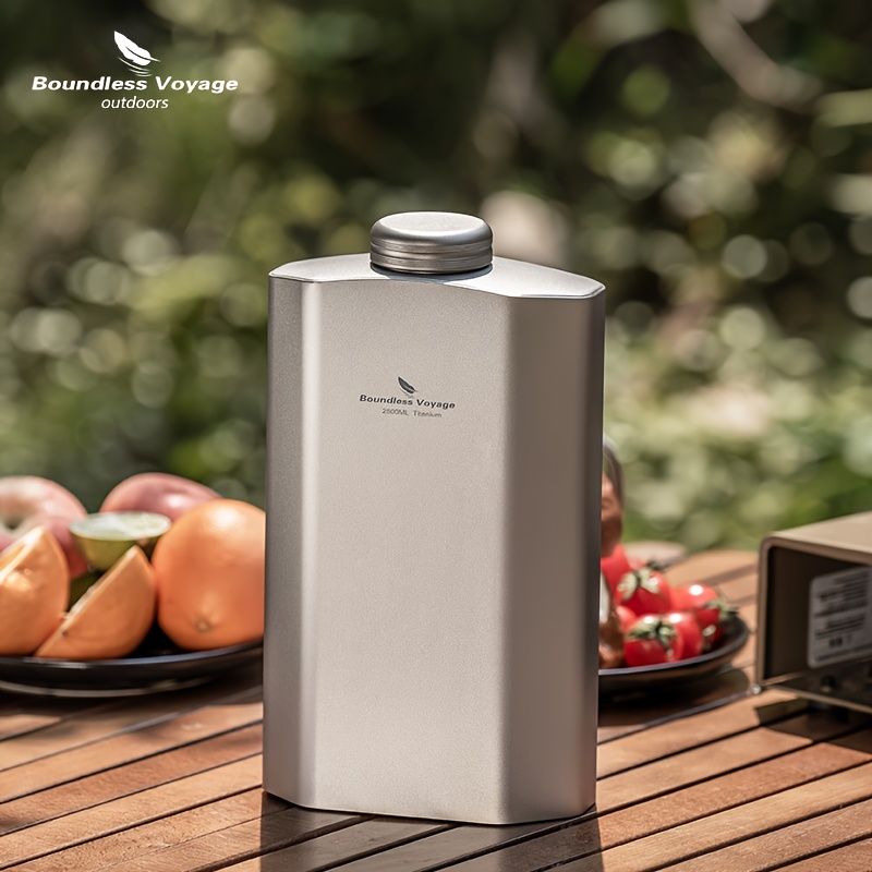 Image of 1pc Voyage Pure Titanium Outdoor Sports Water Bottle 2500ml Large Capacity Portable Camping Equipment Titanium Water Bottle Single Layer Heated