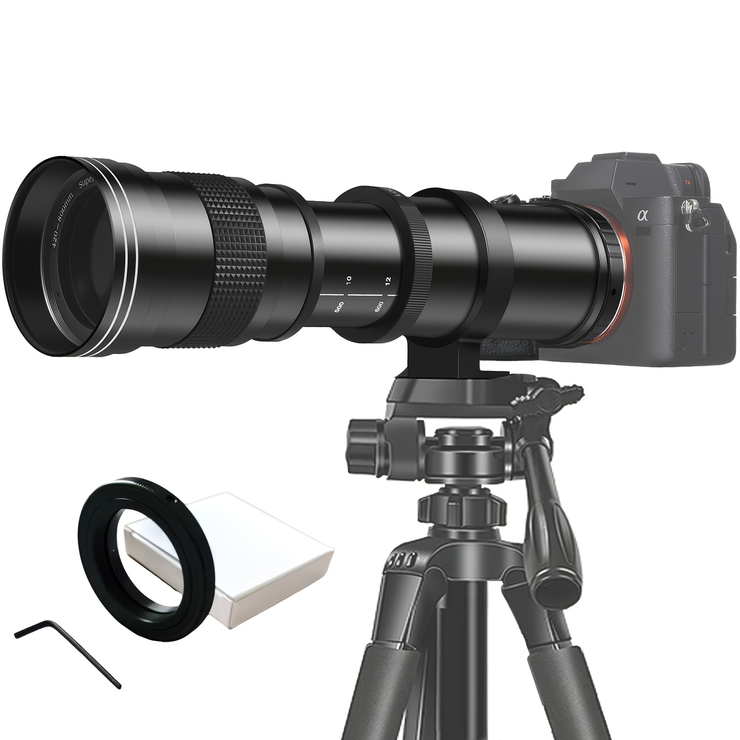 TEMU Lente Super para Canon/Nikon/Sony - 420-800mm F/8.3-16 Lente de Largo (Zoom Manual) para Cámaras DSLR de Manual - Montura Tipo T, Compatible con