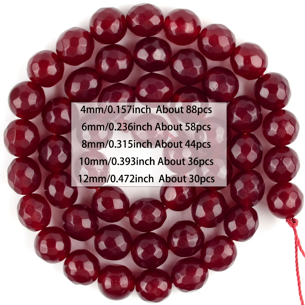 Image of Beads & Bead Assortments Natural Stone Beads Red Chalcedony Beads 4/6/8/10/12mm 88/58/44/36/30pcs Beads For Jewelry Making Necklace Additions 15inches