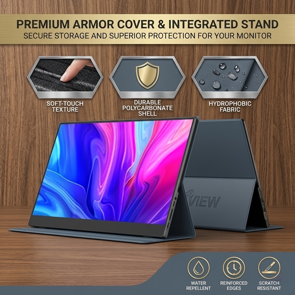 จอภาพแบบพกพา 1 ชิ้น ลำโพงในตัวและกล่อง เหมาะสำหรับ PS5//Switch/สมาร์ทโฟน/แท็บเล็ต/แล็ปท็อป จอแสดงผล LCD HD หน้าจอ FHD…: retailer-supplied image