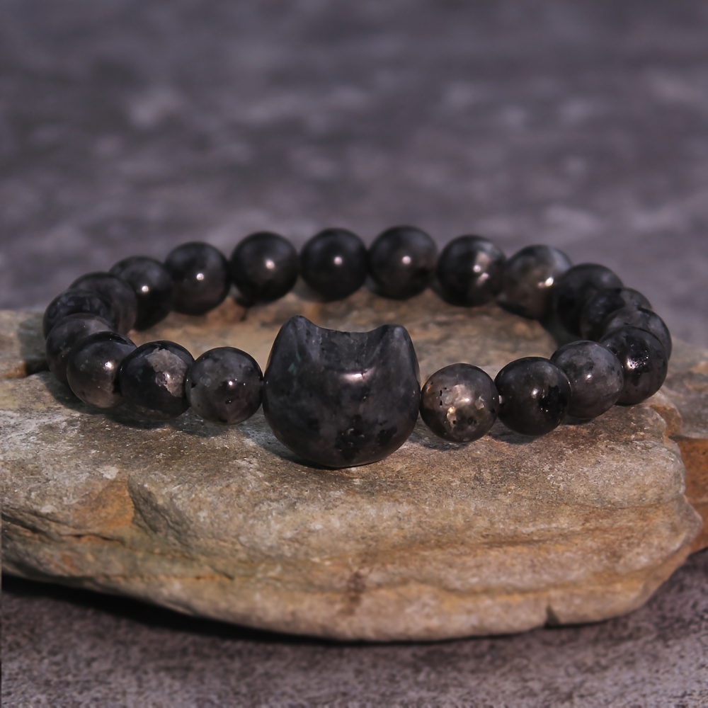 Cat Themed Stone Bracelet in Rose Quartz, Turquoise & Amethyst