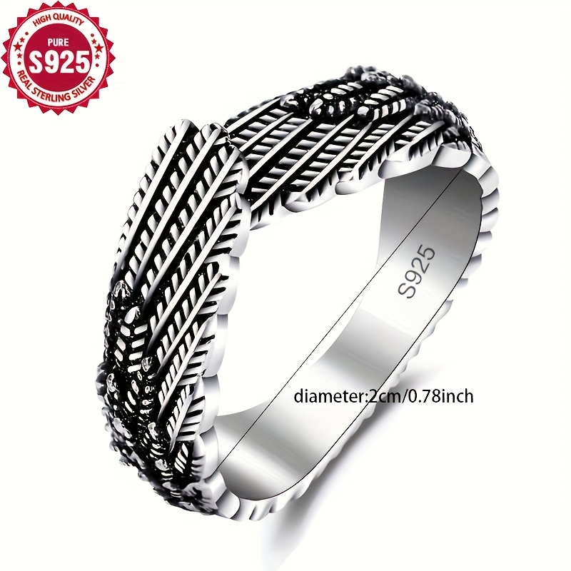 925 Hypoallergenic Winged Ring, Retro Minimalist Unique Finger Ring
