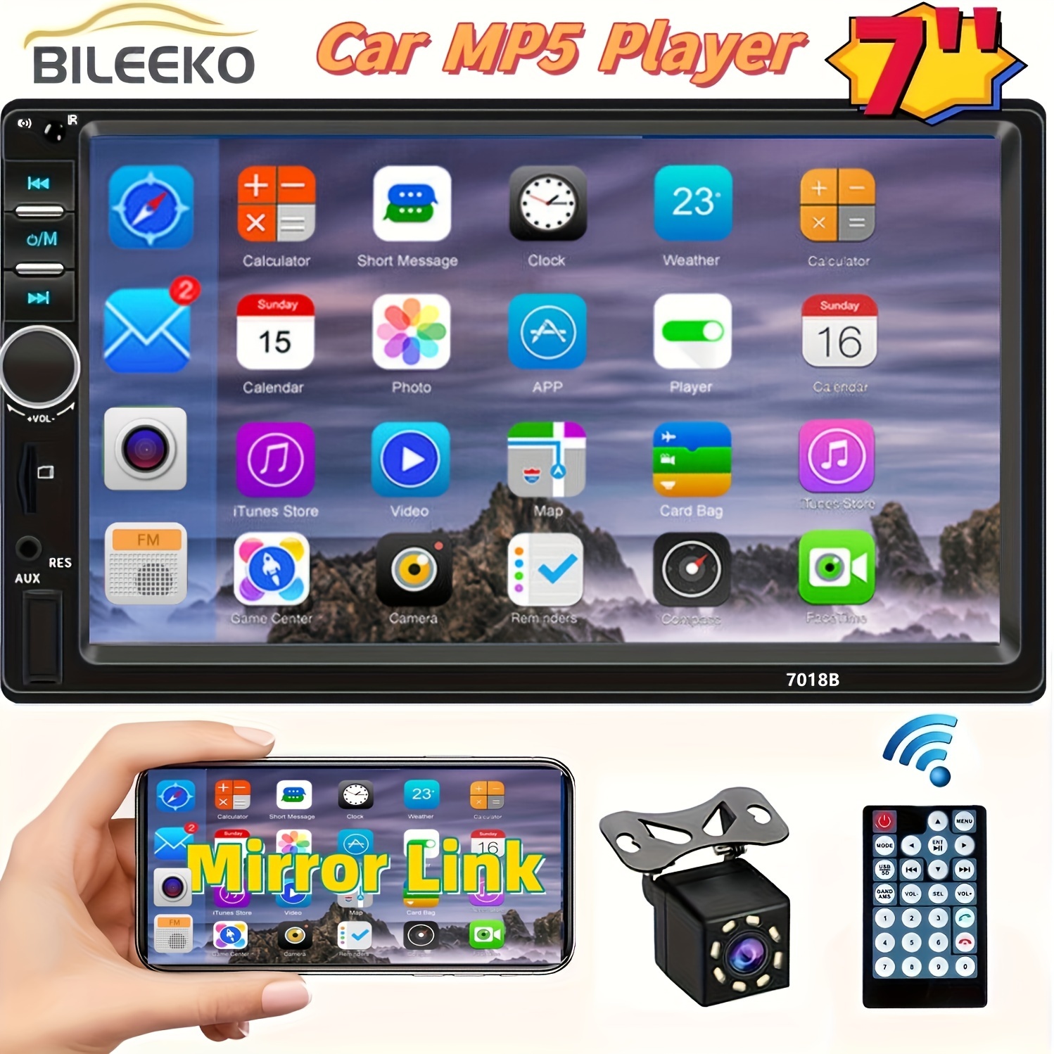 Bileeko Car Stereo 2 Din Car Radio Mp5 Player Backup Camera - Temu