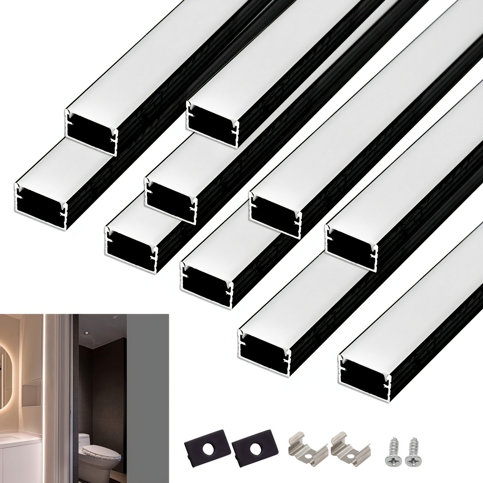 10pcs Set of 1-Meter U-Shaped Light Tracks with Diffuser Covers