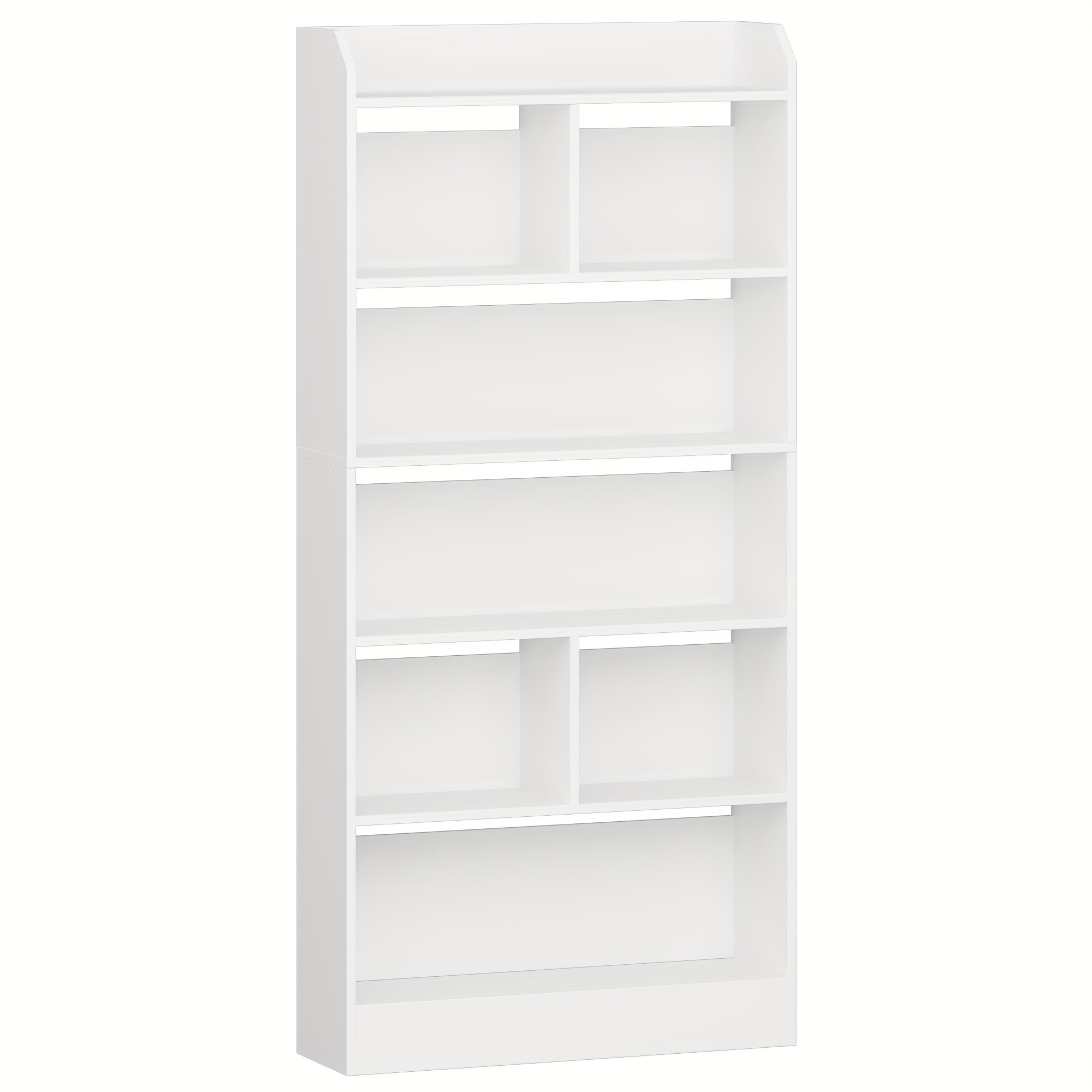Bookcase, Bookcase, With 6 Compartments, Storage Shelf, Standing Shelf, For Living Room, Office, Bedroom, 24 X 80 X 170cm, White, Standing Shelf