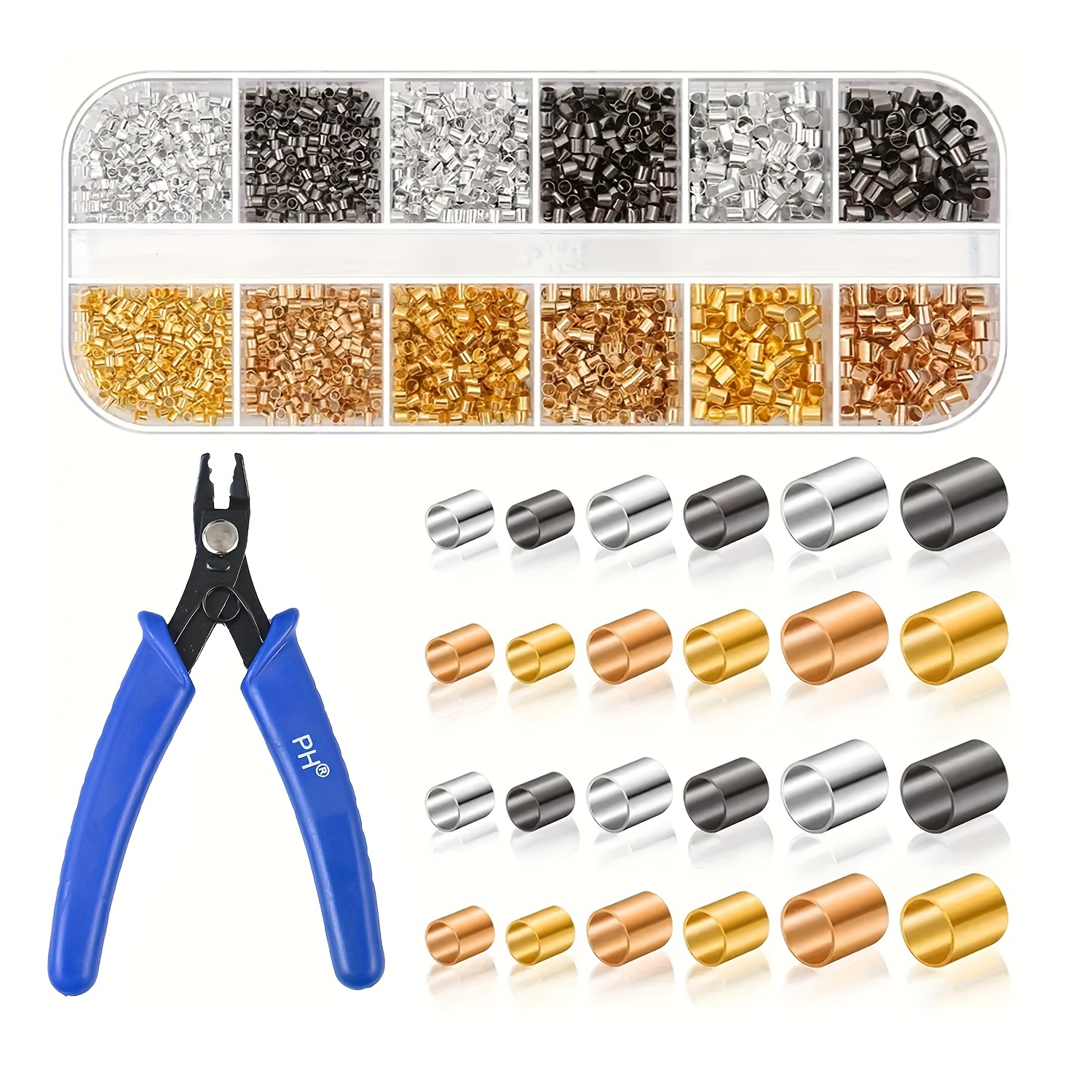 Jewelry Making With Crimp Beads, 2200 Crimp Tubes With Crimping Pliers, Suitable For Earrings, Necklaces, And Bracelets ( In 3 Sizes And )
