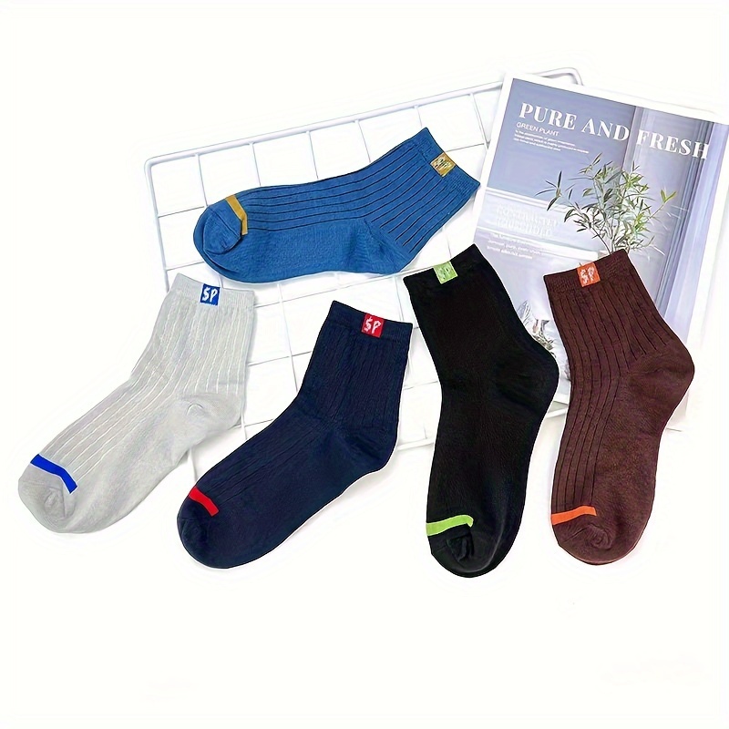 5 Pairs/10 Pairs Pack SP Mid-Tube Business Men'S Socks, Not Easy to Smelly Feet, Mixed Color Mid-Tube Men'S Socks, Breathable And Sweat-Absorbent, Sweat-Resistant