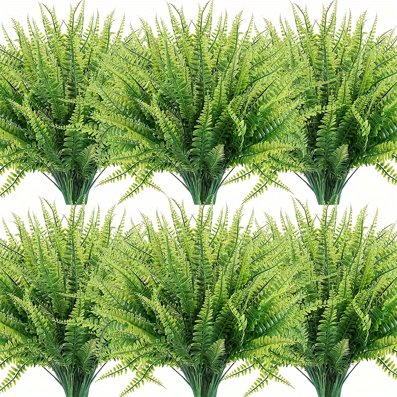 TEMU 10pcs Lifelike Uv-resistant Artificial Boston Ferns - Indoor/outdoor Decor, Fade-proof Greenery For Hanging Planters & - Ideal Spring, Summer & Mother's Day Gift, Best For Christmas