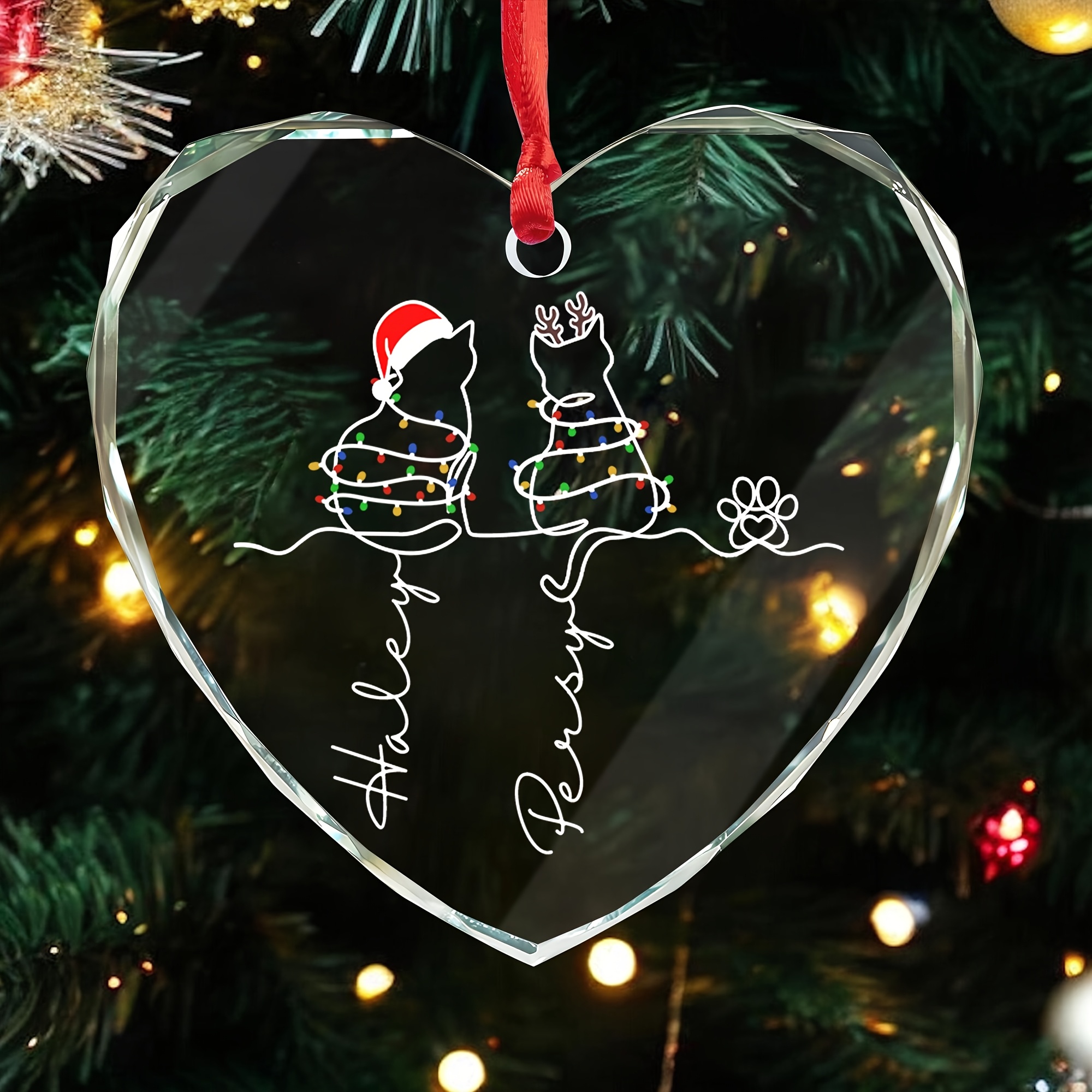 TEMU Personalized Cat Christmas Ornament, Christmas Costume Cute Cat, My Fur Babies Art - Art, Gift, Cat Lover Present