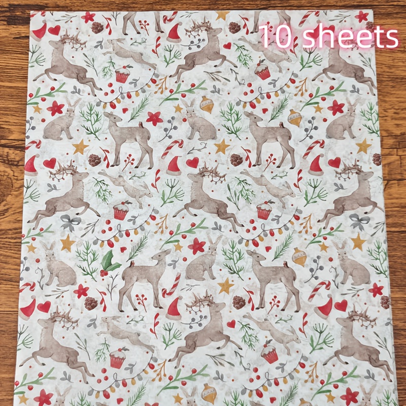 TEMU Carta da 10 pezzi con motivo a e natalizio, 50 cm x 35 cm, carta da regalo adatta per Natale, matrimoni, regali Valentino, confezioni regalo di