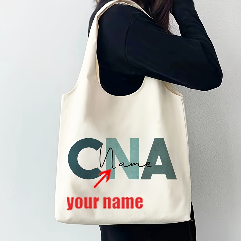 

1pc Customizable Cna Nurse Assistant Tote Bag - Polyester, Machine Washable, , Fixed Shoulder Strap - Personalized Name Design, Ideal Gift For Nursing , Nurse Accessories For Work