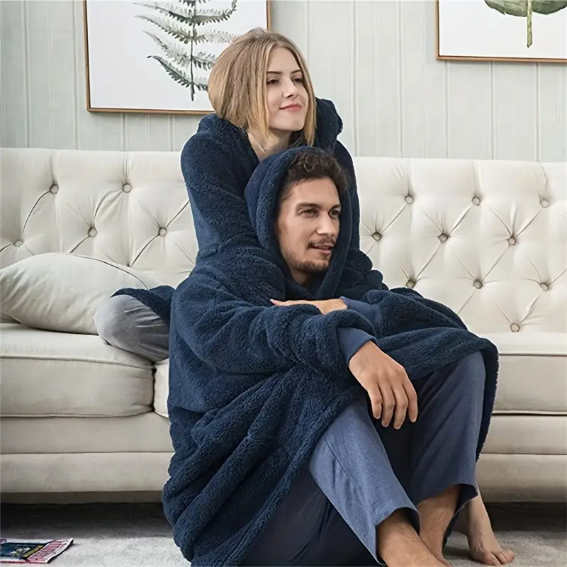 Velvet * Polyester 200-250gsm * Wearable Hoodie - Navy Blue Geometric  Pattern Cozy Blanket for Women Men, Hand Wash Only Mother'S Day Gift,  Fantasy Animal Theme, Blanket for Bed * Accessory, ...