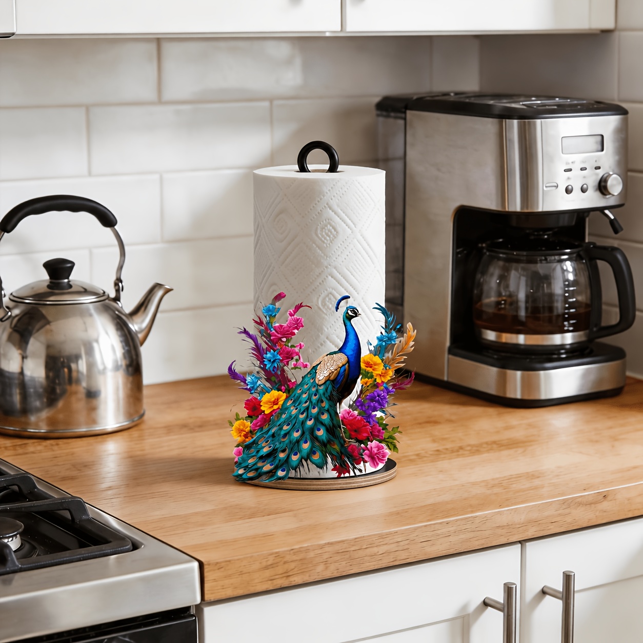 TEMU 2d 1pc Peacock And 2d Creative Acrylic Tissue Holder, Kitchen Paper Roll Storage, Holiday Party Decoration, Festive Celebrations, Aesthetic And