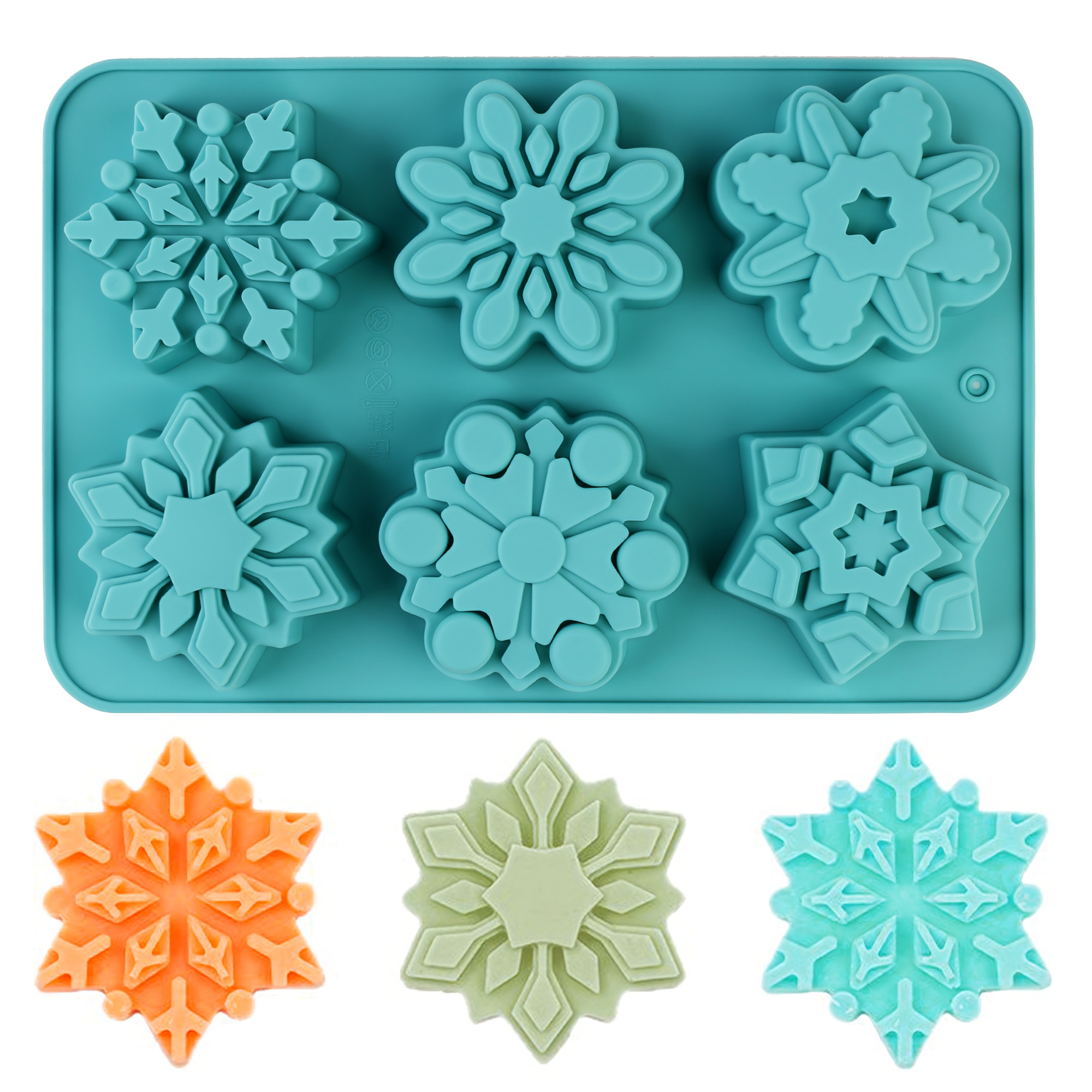 1pack silicone snowflake mold christmas silicone baking cake mold non stick thick silicone mold   used to make snowflake candles cakes desserts mousse candies
