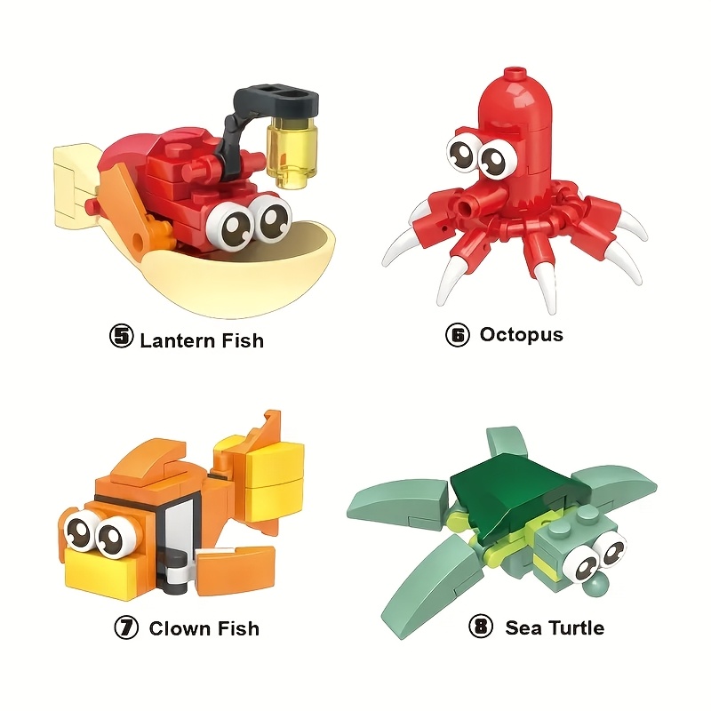 Ocean Explorer Mini Building Blocks Marine Animal Figures DIY Assembly Toy