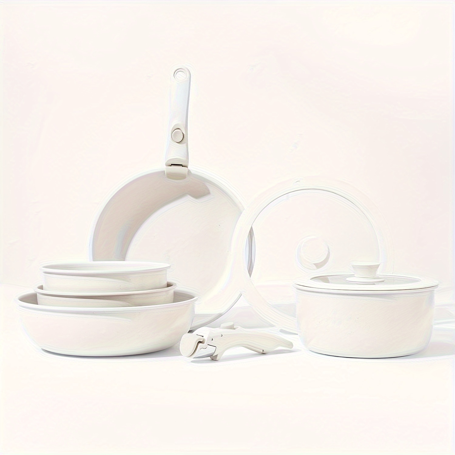 

Chic Non-stick Cookware Set With Detachable Handles - Includes Frying Pan, Soup Pot, Skillet & Nesting Pots For Easy Storage