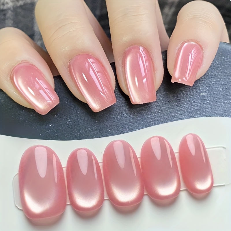 BORN PRETTY 0.34 oz Pink Magnetic Cat Eye Gel Nail Polish with Magnetic Stick, Quick-Dry Soak-Off Semi-Permanent Glitter Gel for Manicures a