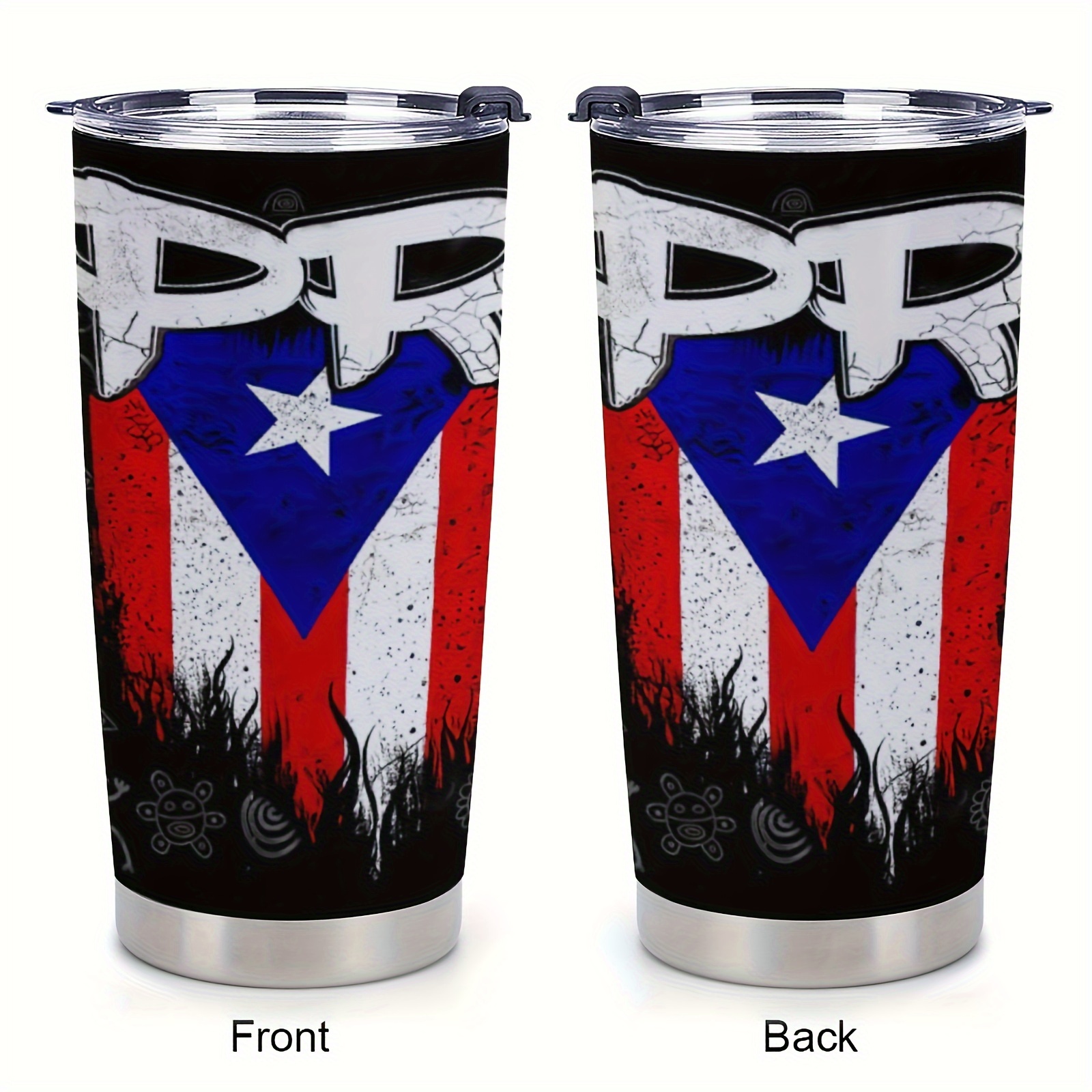 

1pc, Puerto Rican Insulated Travel Coffee Mug With Lid, Inspirational Birthday Gift For Him Or Her, Household Gadgets