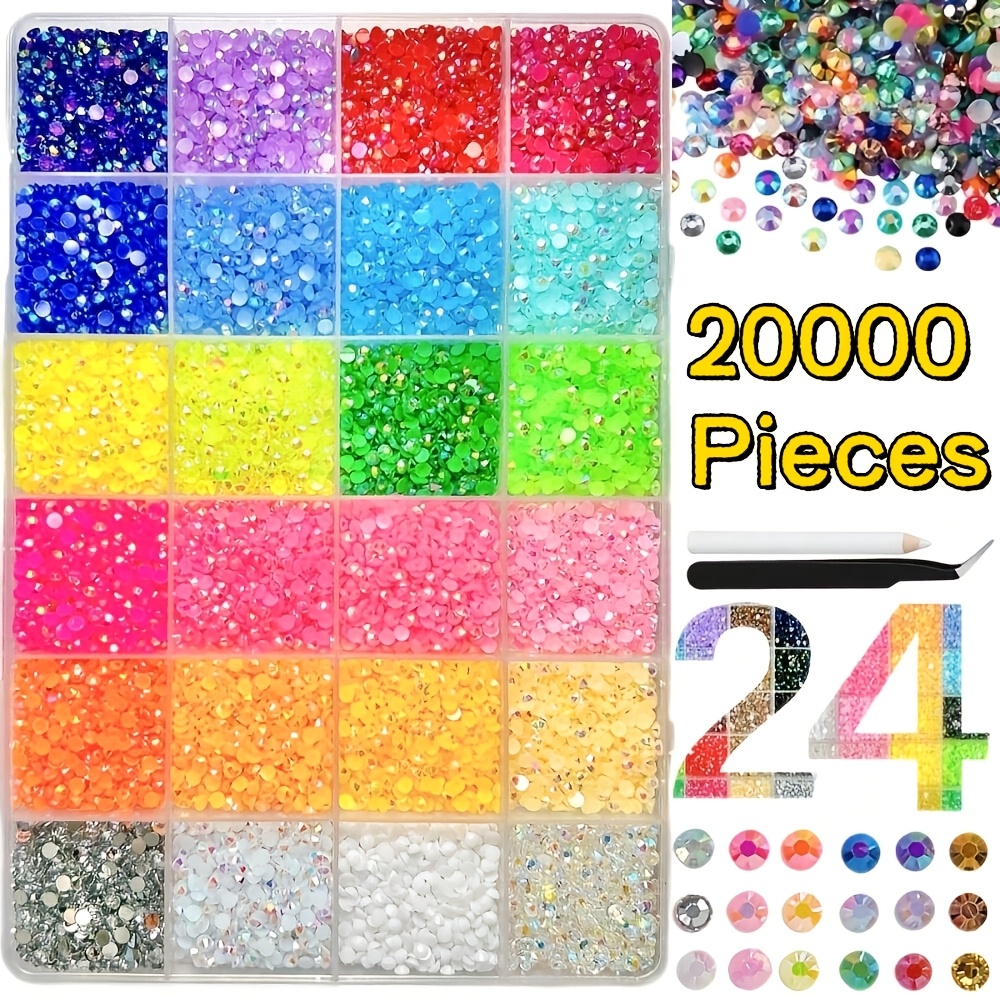 Flat-back Decorative Stones, . 20, 000pcs, 3mm Diy Craft Accessory With Tweezers And Recording Pen, Suitable For Clothing, Shoes, Bags, Greeting Cards And Decoration Projects